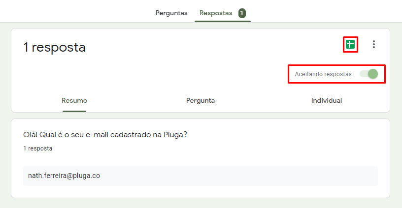 como enviar as respostas do forms para a planilha