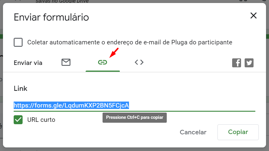 enviar formulário através de ink