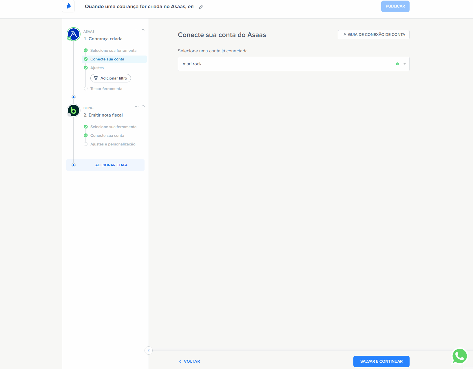 ajustando as opções para automatizar a emissão de nota fiscal no bling