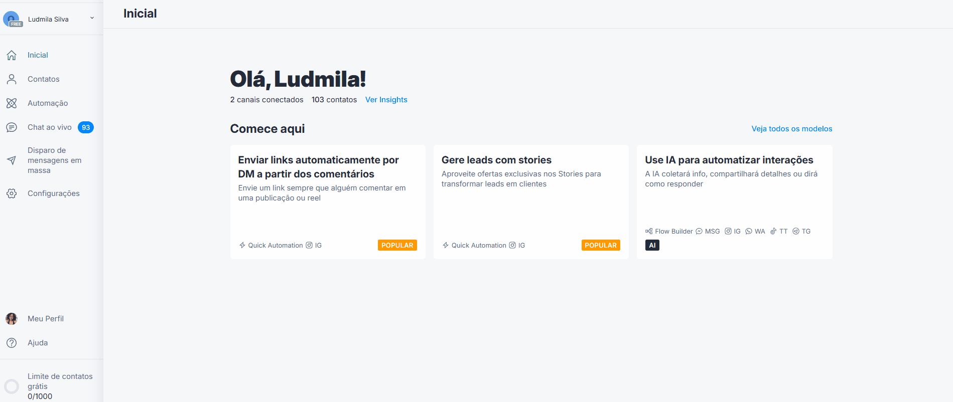 automação chatbot manychat