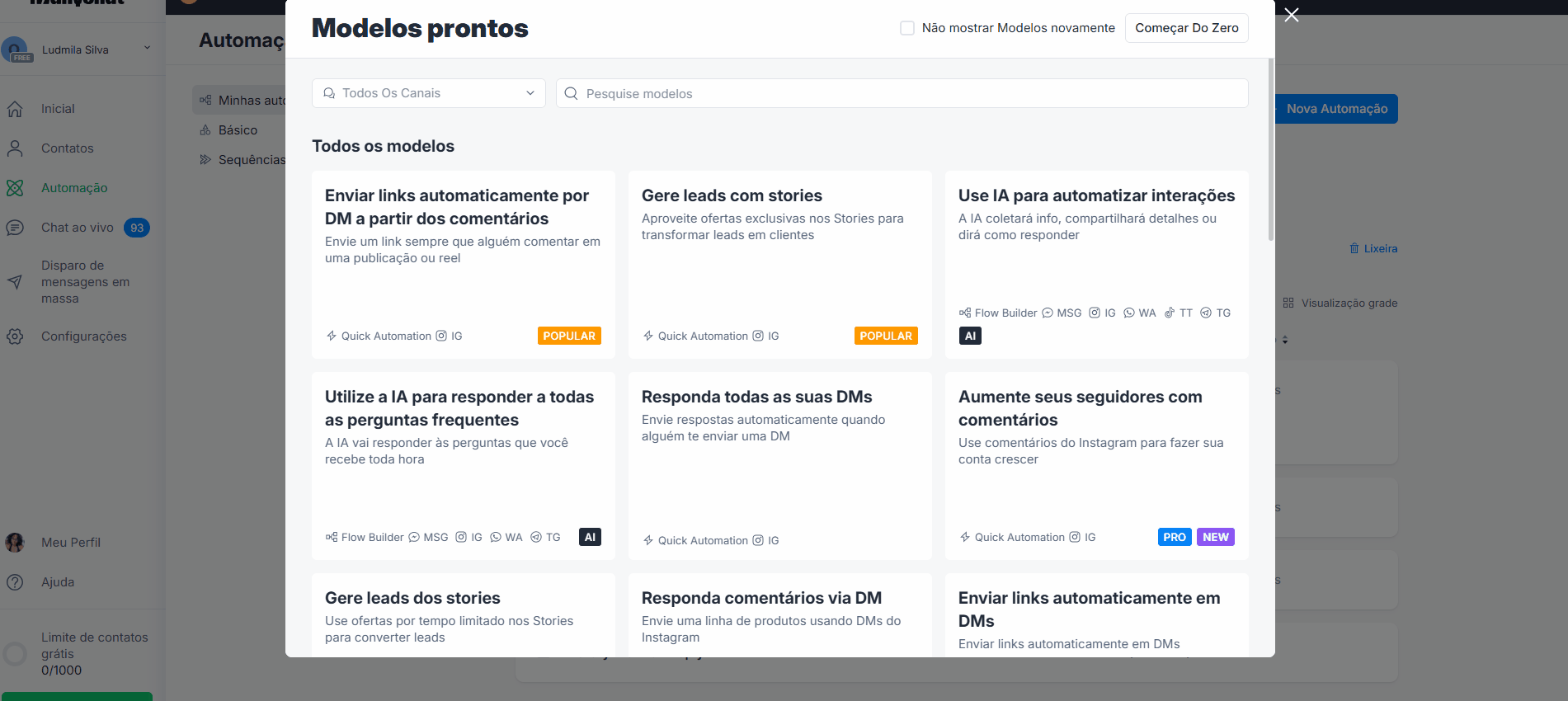 como criar um bot para Facebook palavras chave