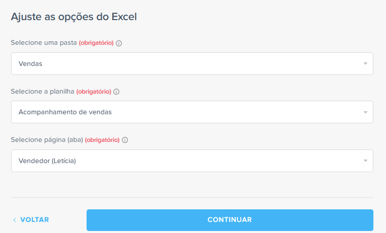 ajuste opções excel