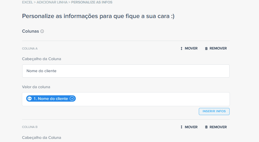 criando mapeamento conta azul + excel