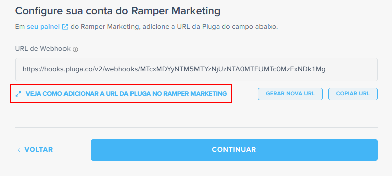 adiconar URL webhook