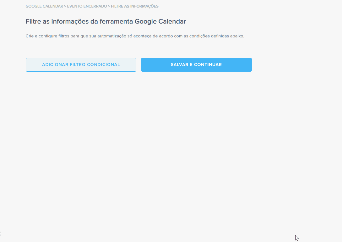 filtros condicionais da pluga na integração entre notion e google calendar