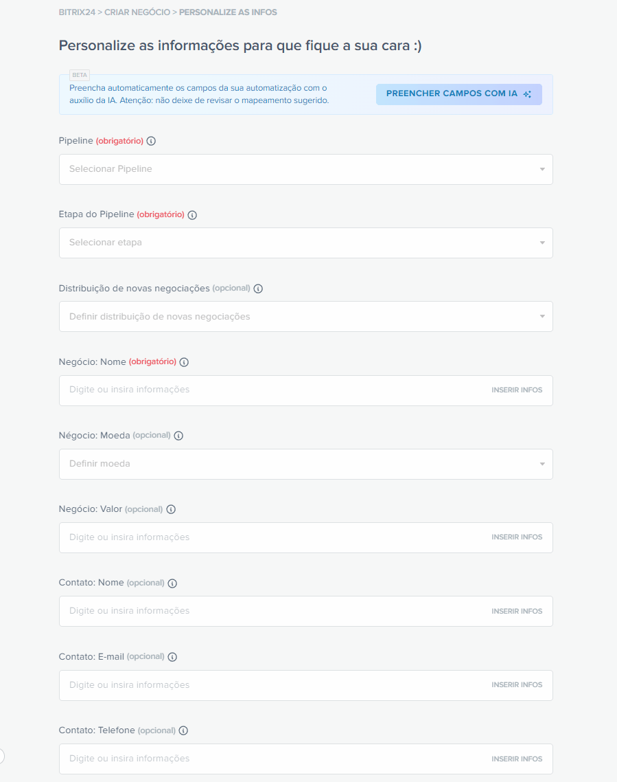personalizando automatização entre bitrix24 crm e facebook lead ads