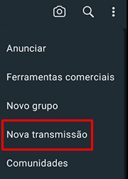 nova transmissão whatsapp