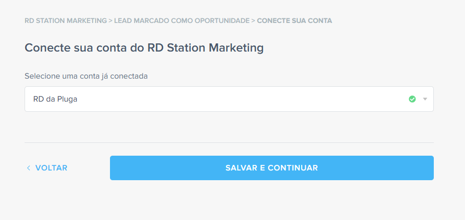 conectar conta rd marketing na pluga