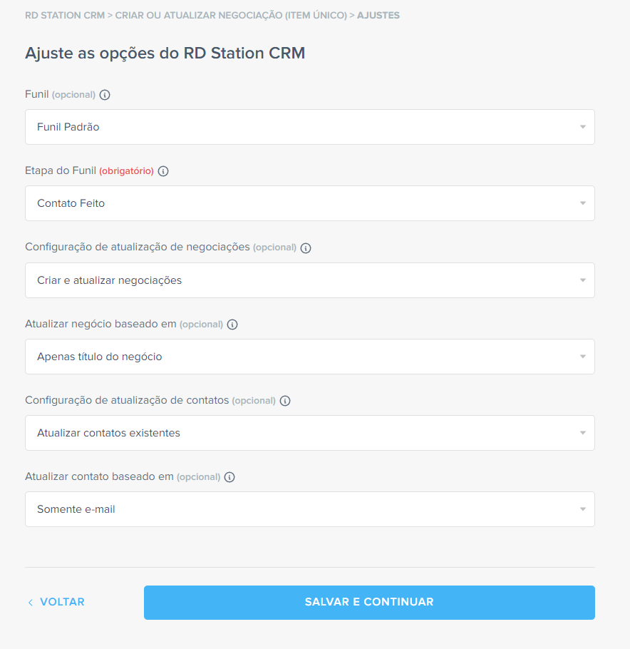 ajustes rd crm