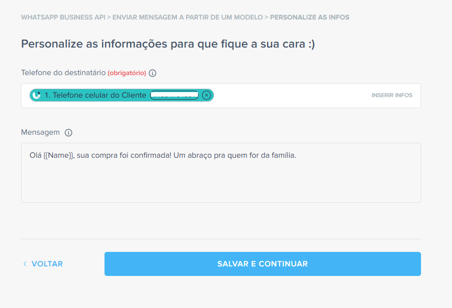 personalizando a integração
