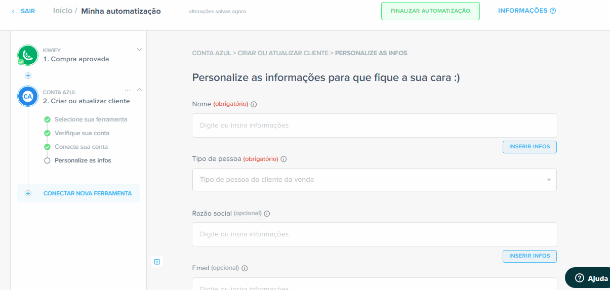 automatizando a gestão de cursos online kiwify e conta azul