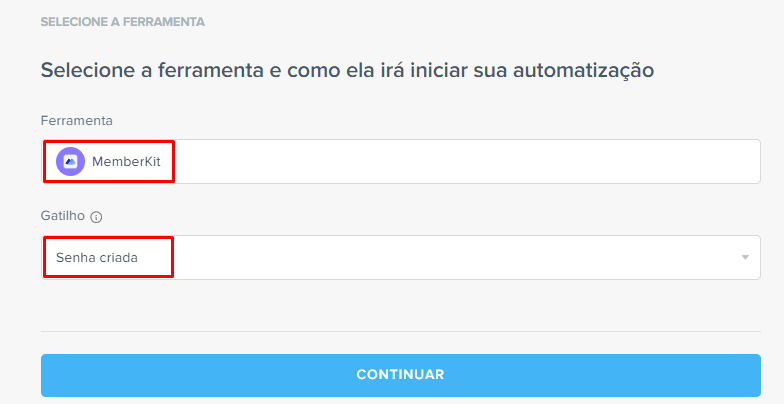 seleção de ferramenta memberkit