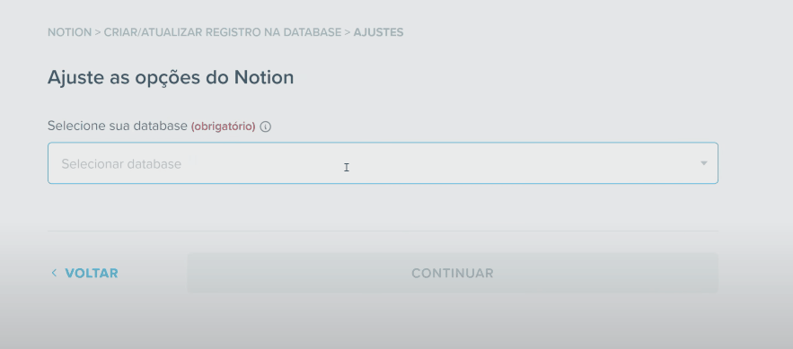 inserindo database na integracao google forms notion