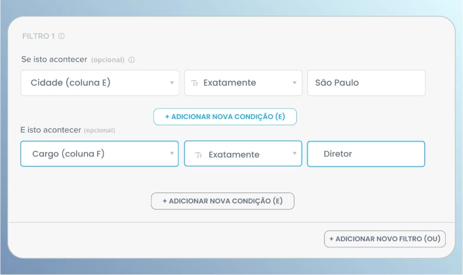 filtros condicionais da pluga