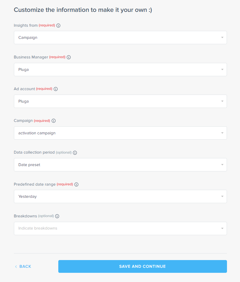 customize campaign information