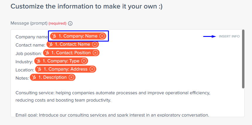 customize your ai message