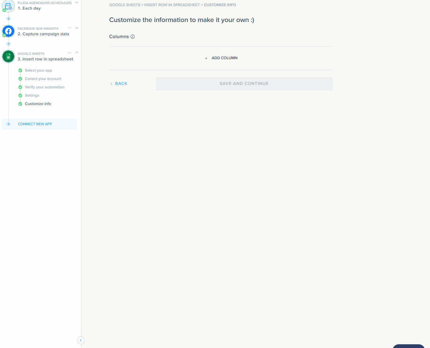 facebook ads insights integrated with pluga