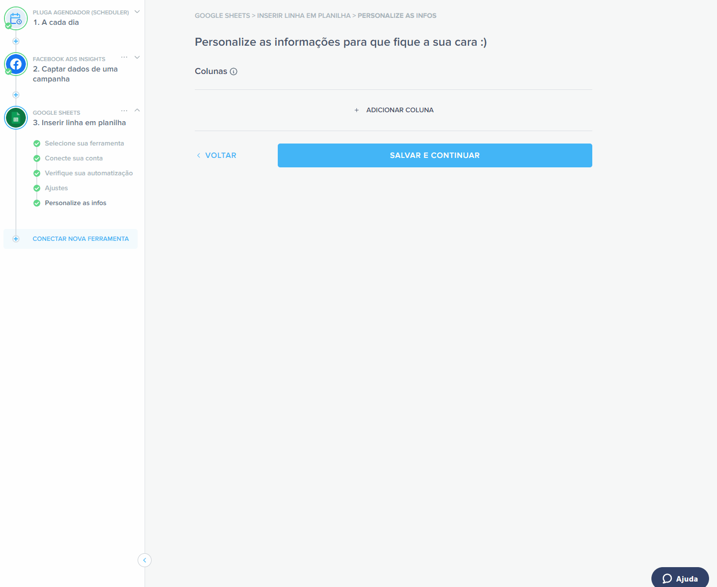 facebooks ads mapeamento com planilha