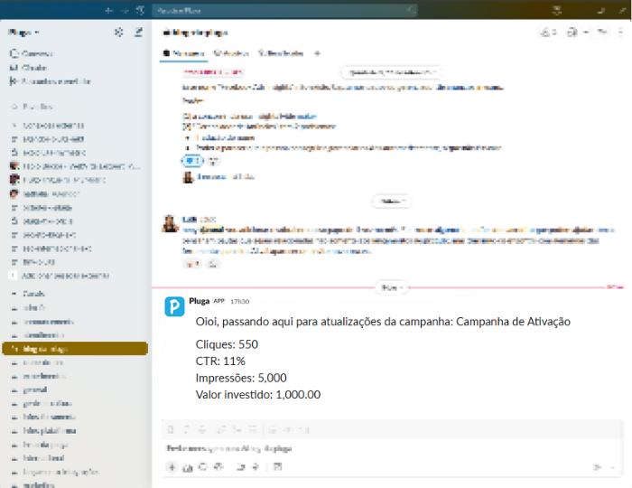 mensagem slack 