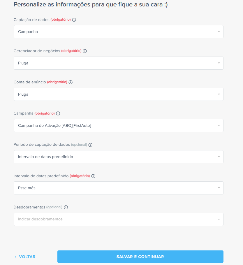 personalizando a automatização com facebook ads