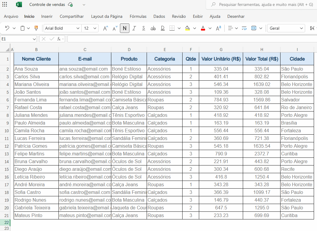 segmentação de dados excel