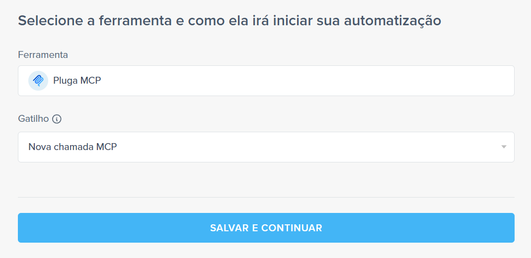 pluga mcp selecionar ferramenta e gatilho