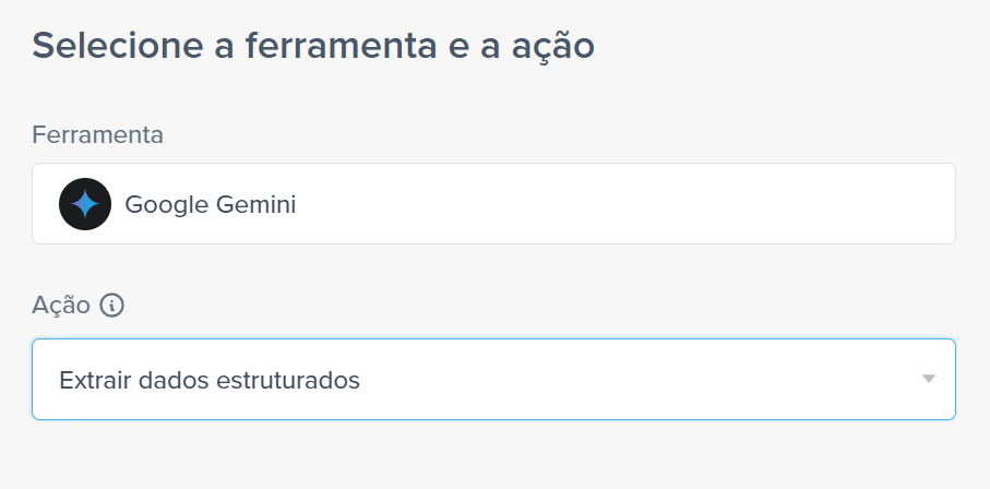 extrair dados com IA selecionar ferramenta gemini