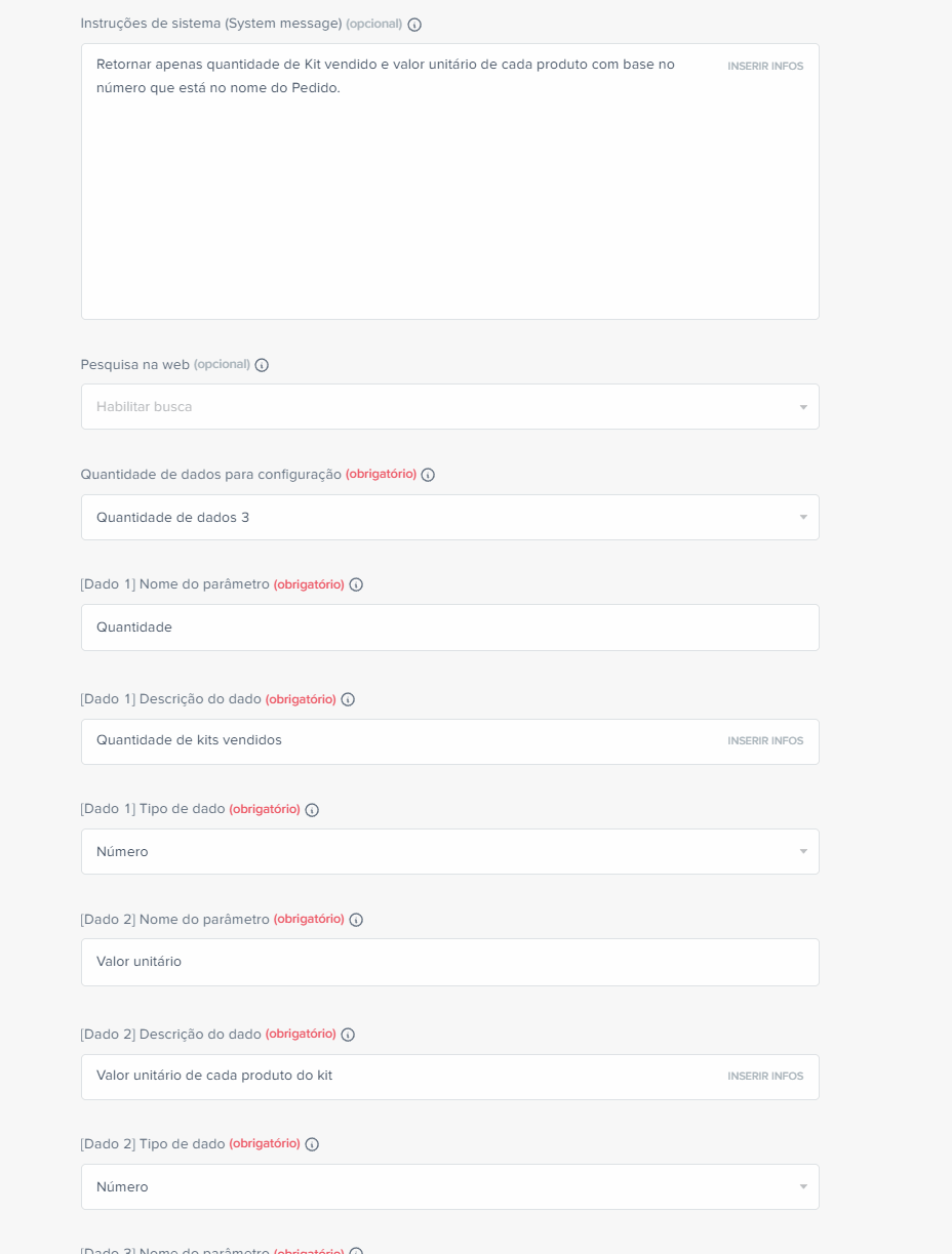 ia para controle de estoque configuração de parametro