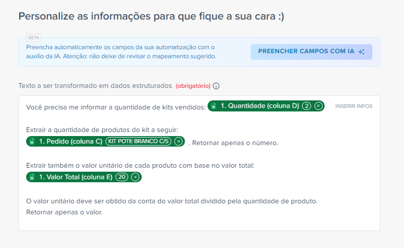 personalização do prompt para utilizar a ia para controle de estoque
