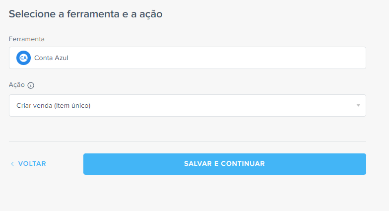 selecionar conta azul