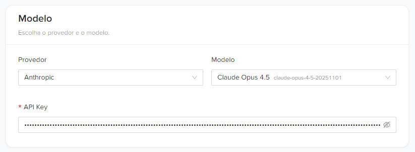 modelo e provedor