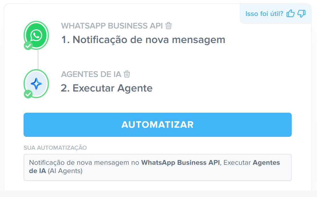 selecionando o agente de ia na auto