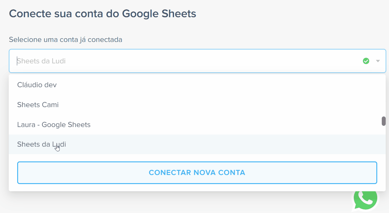 selecionar página google sheets