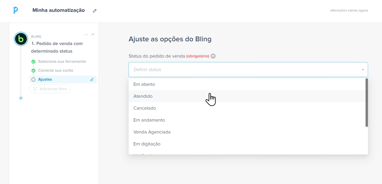 Configuração do roteador da Pluga separando pedidos por tipo de pessoa entre Bling e Agendor