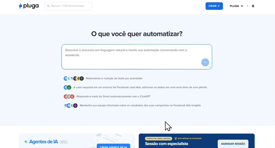 automação linguagem natural pluga