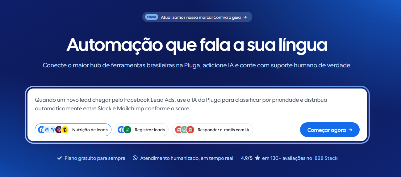 home da pluga com construtor por ia