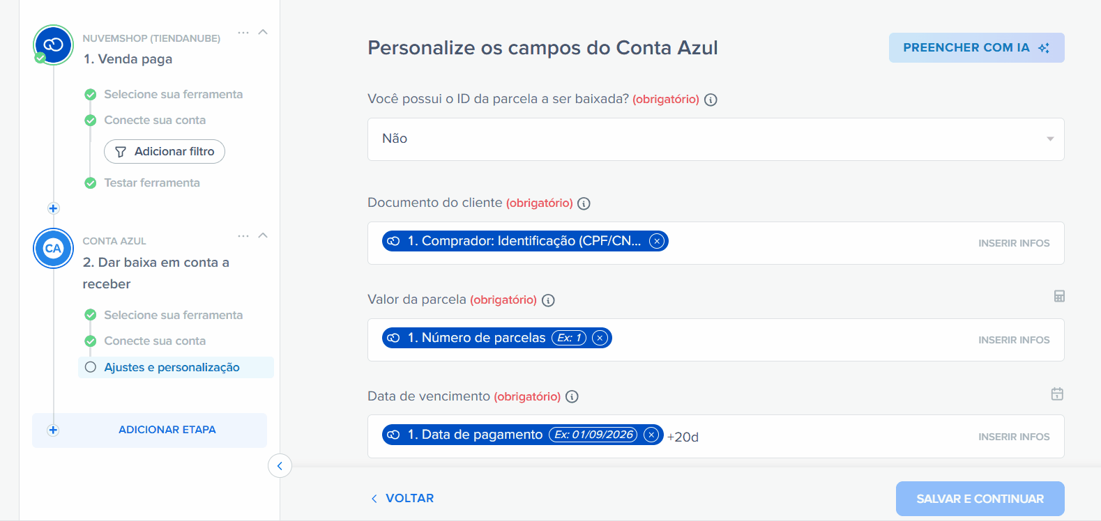 conciliação de contas a receber